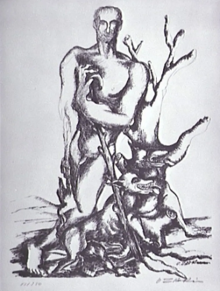 石版画 Zadkine - Le berger de Gerion