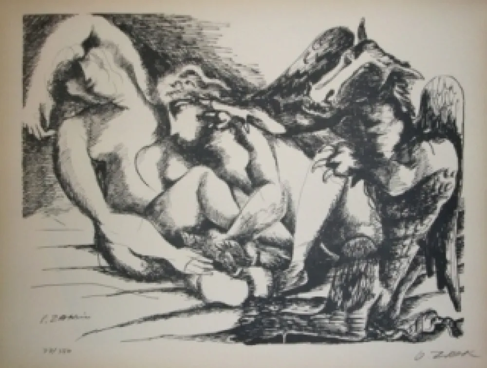 石版画 Zadkine - Les cavales de Diomède