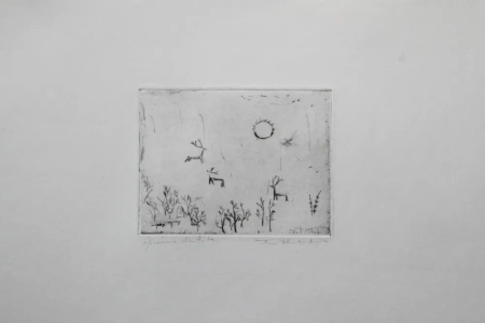 干刻版画 Zao - Les Petites Cerfs