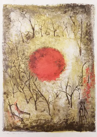 石版画 Zao - Soleil Rouge 